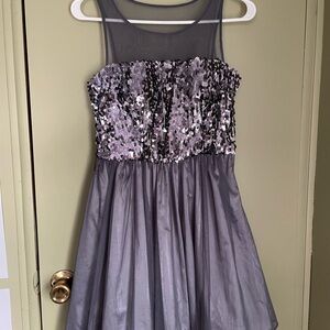 Y2K Deb Silver Sequin Mini Dress Sz 3